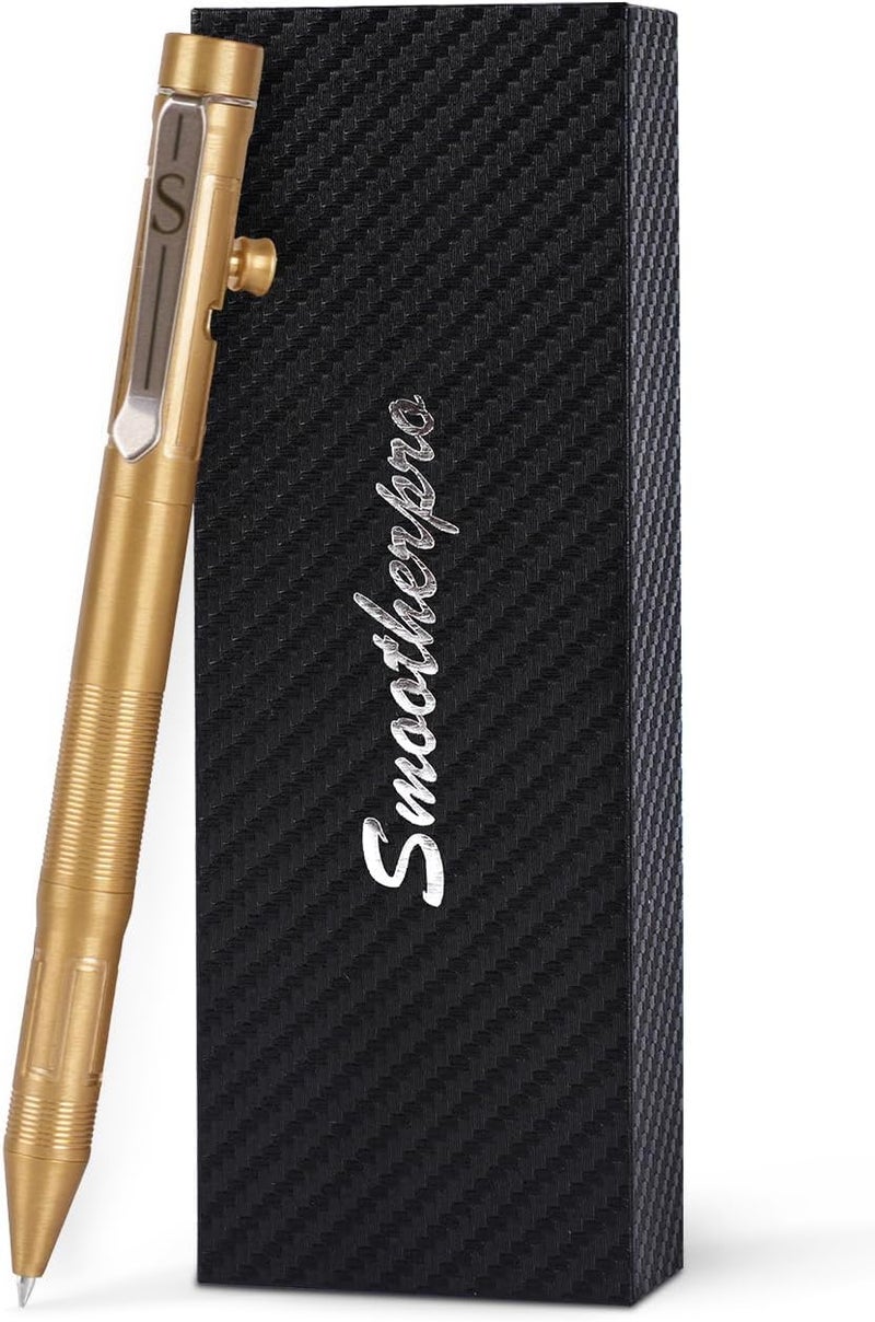 SMOOTHERPRO Weighted Bolt Action Pen, 54g Brass Pen with Graphite Tip, Compatible with Pilot G2 Refill, Industrial Vintage Design for Office Gifts, Steampunk Collections, Parkinson, Arthritis, Natural - Image 1